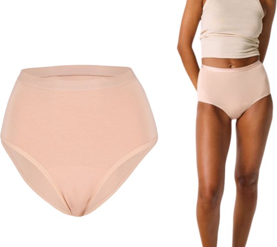 Bamboo Elements - XL - Menstruatie Ondergoed - High Waist Brief - Nude - Period Underwear - Menstruatieslip - Menstruatie Onderbroekje - Ondergoed Dames Slips