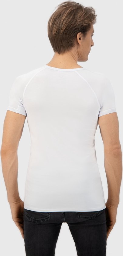 Anti Zweet Shirt - Fibershirts® - Ingenaaide Okselpads- Ondershirt - Wit - Ronde Hals - Heren - Maat L