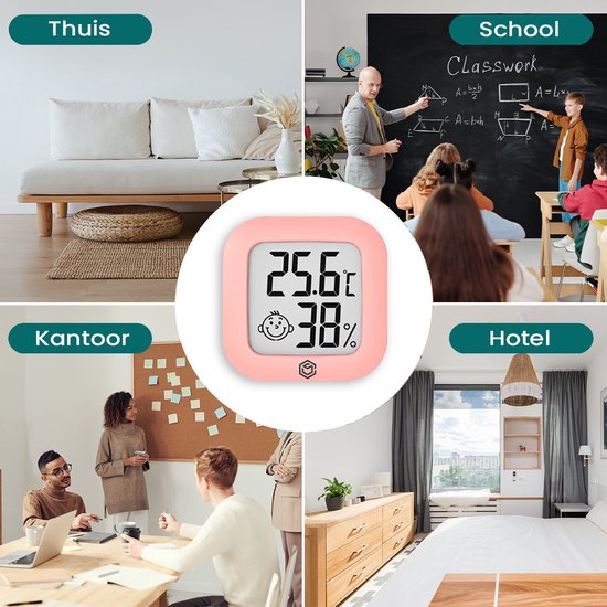 Ease Electronicz Hygrometer - Weerstation - Luchtvochtigheidsmeter - Thermometer Voor Binnen - Incl. Batterij en Plakstrip