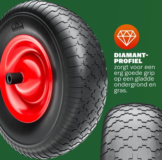 Gardebruk Kruiwagenwiel - Massief Rubber 200kg - 4.80/4.00-8 Ø 390 mm
