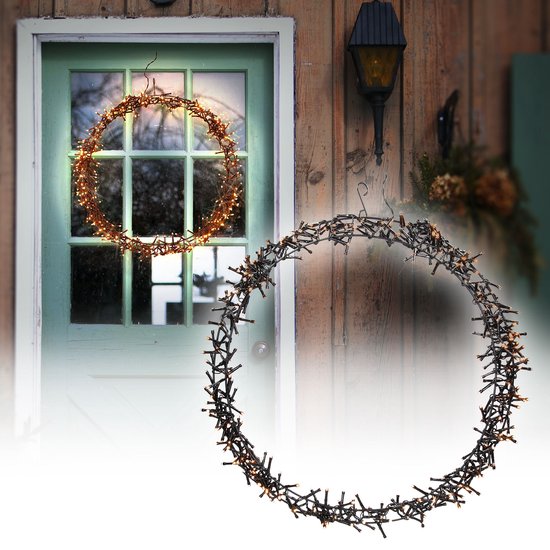 H&S - Kerstkrans - Ring - Ø48cm - 400led - Extra Warm White - 8 standen