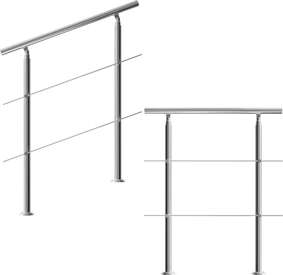 Monzana Trapleuning 100 cm - Met 2 Spijlen – Roestvrijstaal