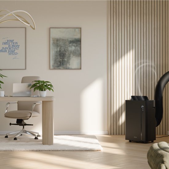 MOA Mobiele Airco - 12.000 BTU - Met Afstandbediening - Tot 35m² - Airconditioner met Ontvochtigingsfunctie - Raamafdichtingskit - Zwart