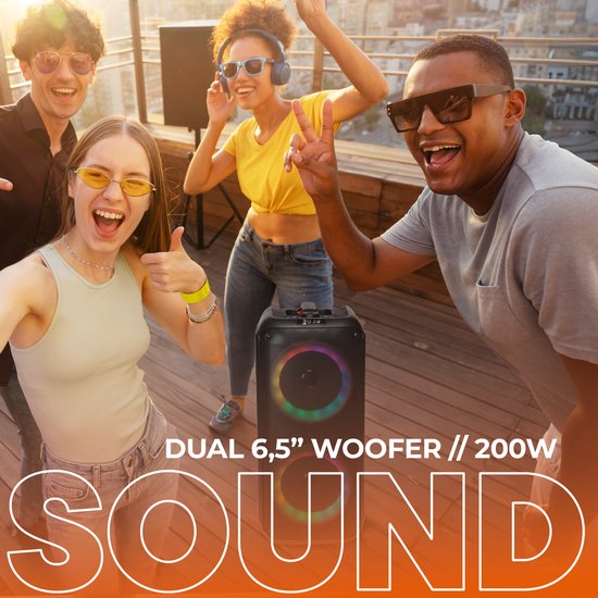 Denver Bluetooth Speaker Party Box - Discolichten - Partybox - Incl. Afstandsbediening - Microfoon Aansluiting - BPS354