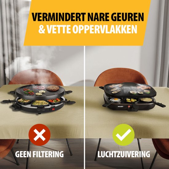 Tristar Gourmetset - RA-2760 Clean Air - Ingebouwde afzuiging - 1100W - Bakplaat 6 personen - Zwart