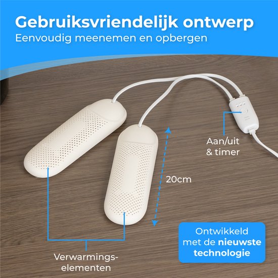 Nuvance - Schoenendroger - Schoendroger met Timer - Schoenverfrisser - Droogfunctie - Wit