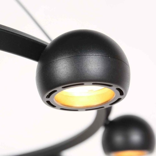 8-lichts zwarte ronde hanglamp Marcadore ø60 cm - Draaibaar, in hoogte verstelbaar, kunststof/metaal - Steinhauer