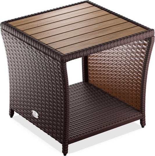 Casaria Bijzettafel - Polyrattan Vierkant 45x45x40cm - Bruin