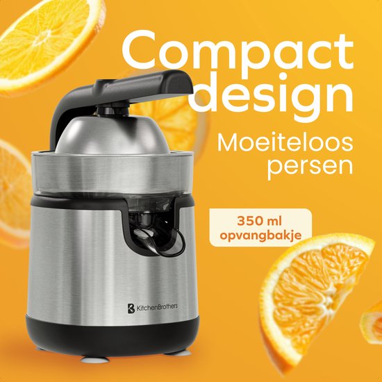 KitchenBrothers Citruspers - Met Uitloop en Handvat - 0.35L - RVS