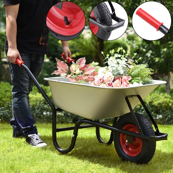 Gardebruk Kruiwagen 100L - Luchtband - 250kg Draagkracht Zilver