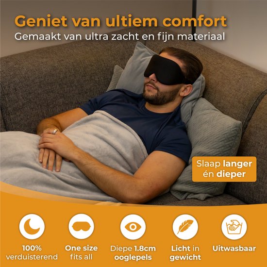 Nuvance - Verstelbaar Slaapmasker - 100% Verduisterend - Ademend Traagschuim - voor Mannen, Vrouwen en Kinderen - Oogmasker Slaap