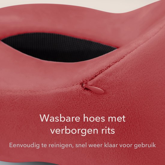 SC Travel Essentials - Nekkussen Set 3-delig - Ergonomisch Memory Foam Reiskussen met Oogmasker en Oordoppen - Ideaal voor Vliegtuig, Auto en Trein - Compact en Luxe - Rood