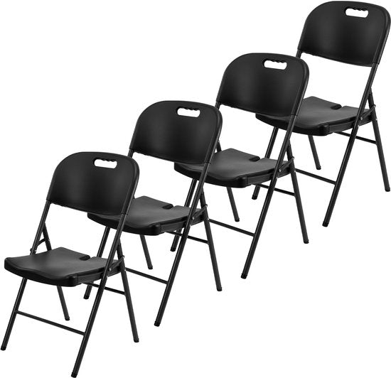Brixy Klapstoelen – Set van 4 - Vouwstoelenset - Zware Kwaliteit - Weersbestending - Opvouwbare Stoelen - 47 x 54 x 87 CM – Zwart