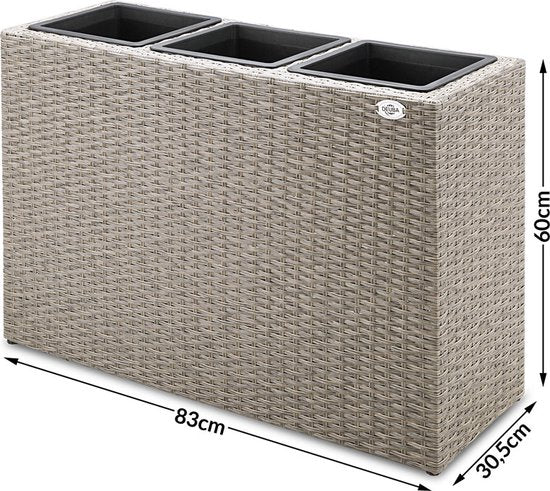 Casaria Staande Plantenbak – met Waterafvoer - 83x30,5x60cm - Beige