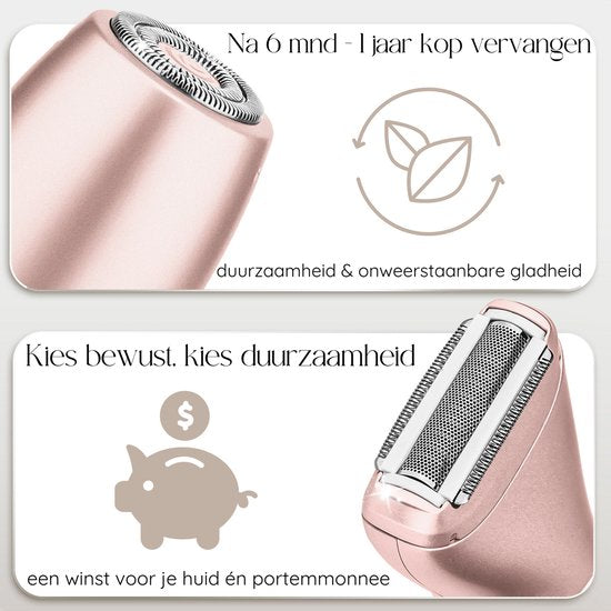 2-in-1 Ladyshave met Display - Gezicht - Oksels - Benen - Bikinilijn - Sansbeauté® - Scheerapparaat Vrouw - Gezichtsontharing Dames - Trimmer Vrouw - Ladyshaves Bikini - USB Oplaadbaar
