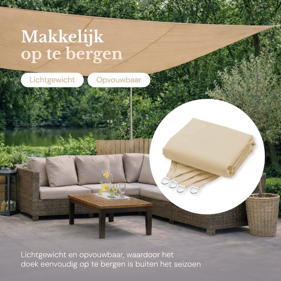O'DADDY® Schaduwdoek 4x3m Rechthoek - Zonnezeil - Schaduwnet - Luifel Met Bevestiging Materiaal - Waterbestendig - UV30 Zonwering - Beige