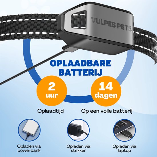 Vulpes Goods® Anti Blafband MAX - Opvoedingshalsband Zonder Schok - Anti Blaf Apparaat voor Kleine & Grote Honden - Waterdicht - Oplaadbaar - Vibratie en Audio - 3 Extra Halsbanden