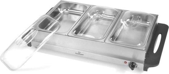 Excellent Electrics - Elektrische 2 in 1 RVS Buffetwarmer (300W) -3x2.5 liter
