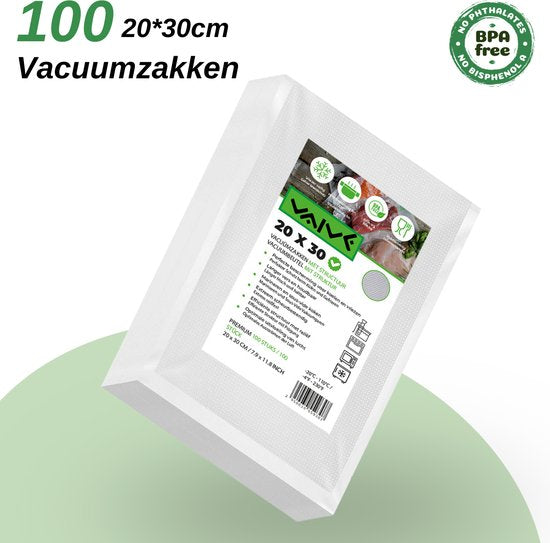 VAIVE Vacuumzakken Voedsel 20 x 30 cm - 100 stuks- Vacumeerzakken - Vacuum zakken - Sous vide Zakken