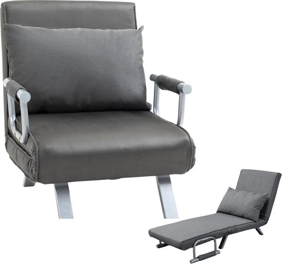 Livista 3-in-1 Uitklapbare Slaapstoel Belastbaar Tot 100 kg Grijs- Inklapbare Slaapbank Met Verstelbare Rugleuning - Modern Design Logeerbed - Slaapfauteuil