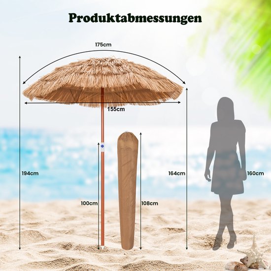 Coast Parasol - Kantelbaar - Hawaï - Ø155cm - Bruin