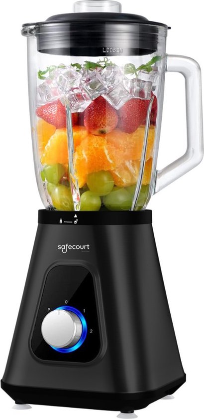 Safecourt Kitchen Blender - Krachtige 1200 Watt Blender met To-Go Beker - 3 Standen - Zwart