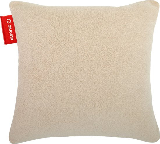Auronic Warmtekussen - Sherpa Fleece - 45x45 - Draadloos - Oplaadbaar - Elektrisch kussen - Infrarood - Beige