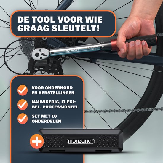 Monzana Momentsleutel – 18 Delige Set Verlengstuk Opbergcase – CVStaal