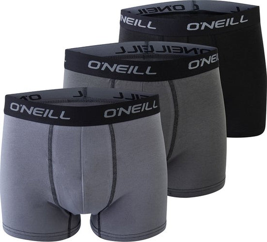 O'Neill Heren Boxershorts Trunks 900003 Effen Grijs/Zwart 3-Pack - Maat S