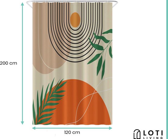 Loti Living Douchegordijn Anti Schimmel – Textured Art - Inclusief ringen – Waterdicht - Polyester - Douchegordijn 120x200 cm