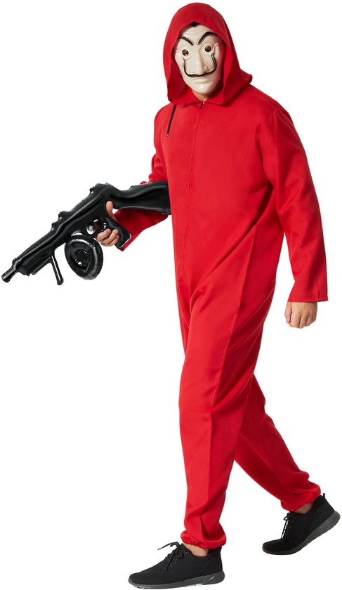 Dressforfun La Casa de Papel - Money Heist - unisexkostuum gemaskerde bankovervallers - XL - Verkleedkleding carnaval - Halloween - Verkleden - Feestkleding - Carnavalskleding - Feest - Partykleding
