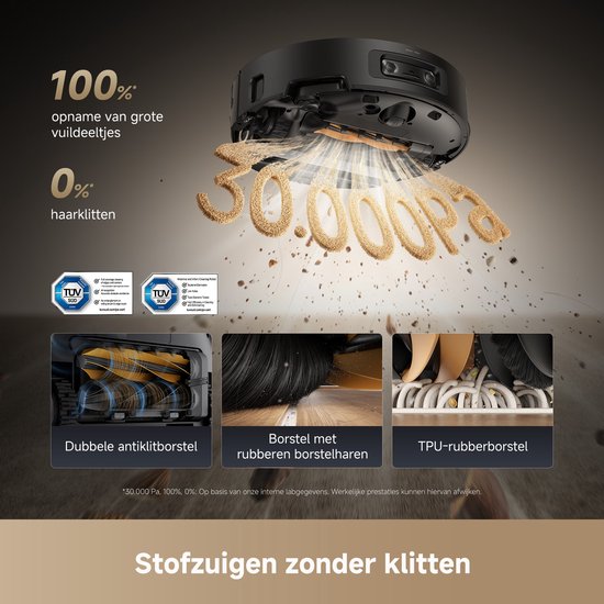 Dreame Aqua 10 Ultra Roller Complete Black – Robotstofzuiger met dweilfunctie – 30.000Pa Zuigkracht – AquaRoll™ & ThermoHub™ 100°C zelfreiniging – Tapijtveilig & slim Omnesight™ 2.0 navigatie – Voor harde vloeren & drempels