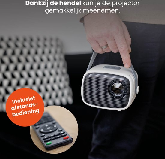 QLT TV Projector – Mini Beamer met LED Lichtbron – Resolutie 800 x 480 Pixels – 16:9 – Projectieafstand 1 tot 4 Meter – Met Afstandsbediening - Wit
