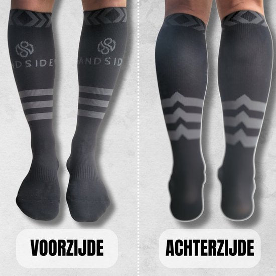 Sandside Steunkousen Compressie Sokken 2 Paar - Compressiekousen - Hardloopsokken - Sport Athletic - Zwart - Maat 36-40 S/M