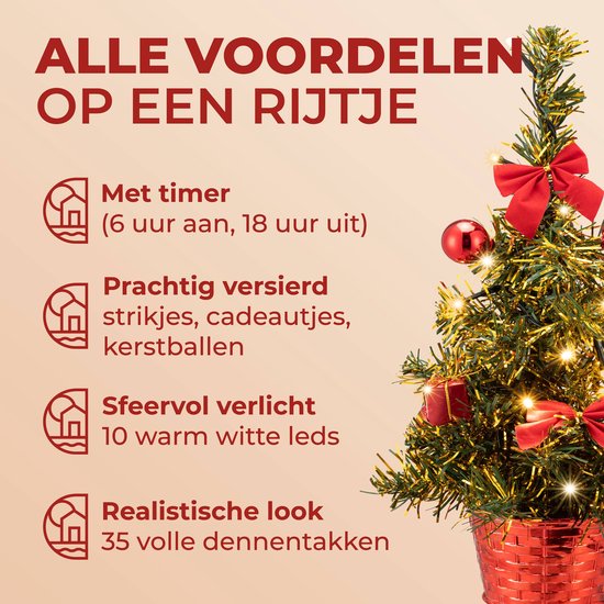 CASARIA Kunstkerstboom Mini - 36cm Leds-Kerstversiering USB - Pvc Groen