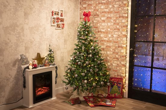 Kerstcadeaus Kerstboom Empire Spruce met sneeuw en dennenappels - 180 cm - 708 toppen