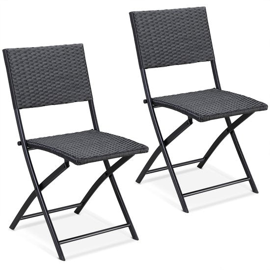 Casaria Polyrattan Klapstoel – 2 Stuks Weerbestendig – Zwart
