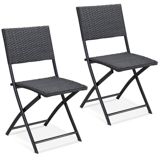 Casaria Polyrattan Klapstoel – 2 Stuks Weerbestendig – Zwart