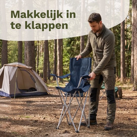 TRVLMORE Campingstoelen - Opvouwbaar - 2-Pack - 120KG Draagvermogen - Incl. Draagtas - Klapstoel - Visstoel - Kampeerstoel - Vouwstoel - Blauw