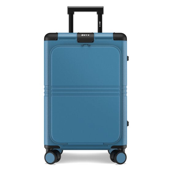 ONYX Hybrid Pro Handbagage Koffer met Voorvak 38 Liter - Gerecycled Polycarbonaat en Ritsloos Design - Reiskoffer met TSA slot en Spinner wielen - Lichtgewicht Trolley met Laptopvak - Glacier Blue