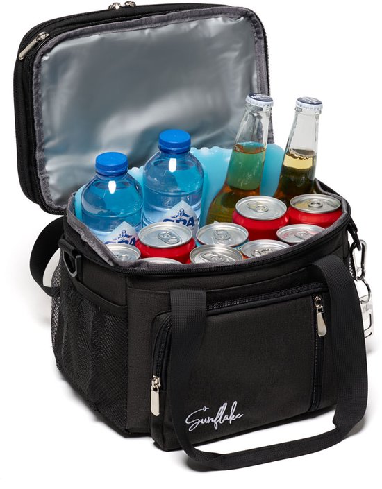 Koeltas Lunch - Koeltasje Klein - 15 Liter Lunchtas Volwassen - Lunch Bag voor Dames & Heren - Zwart - Sunflake