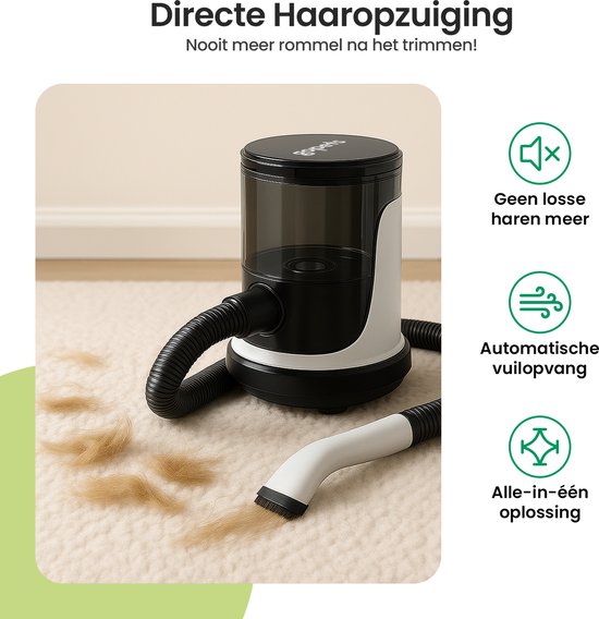 Gopets 9-Delige Hondentondeuse - Dierentondeuse Dikke Vacht - Haarverwijderaar voor Huisdieren - Trimset Hond en Kat - Met Stofzuiger - Massageborstel - 23 x 30 cm