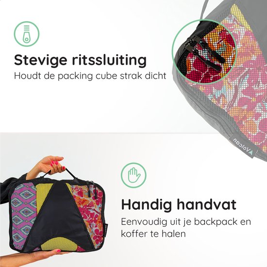 Volcan Packing Cubes - Koffer Organizer Set - 3 Delige Set - Voor Backpack & Koffer - Zwart
