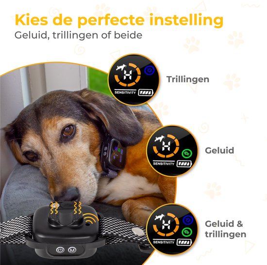 Nuvance Anti Blafband Digitaal - Anti Blaf Apparaat zonder Schok - Oplaadbaar - Blafband voor Honden & Puppy's - 6 Standen