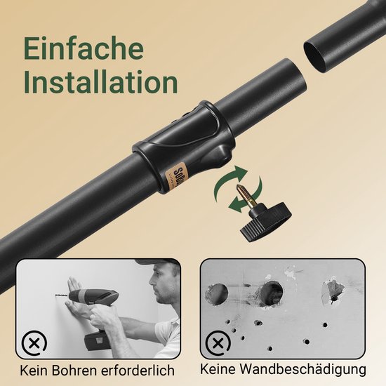 SoBuy Telescoop Kledingrek - Verstelbaar Opbergsysteem - Klerenrailsysteem - B(75–126) × H(200–295) cm, Zwart, FRG109-II-SCH