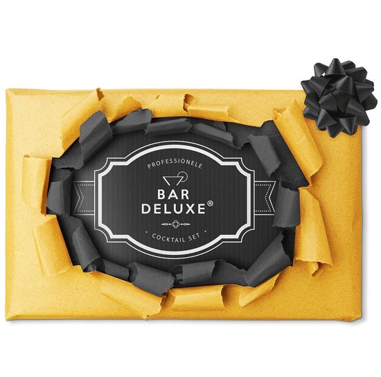 BarDeluxe® Cocktail Set - 13-Delig - Cocktailshaker 750 ml met Bamboe Standaard, Receptenboek & Whiskey Stones - Luxe Cadeauverpakking
