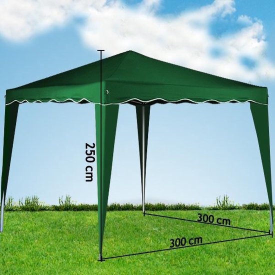Casaria Partytent - Paviljoen - EasyUp - Opvouwbaar - Met draagtas - 300x300 cm - Groen