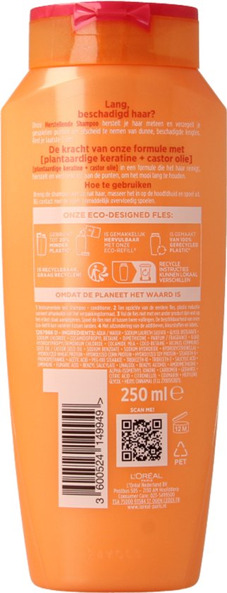 L'Oréal Paris Elvive Dream Lengths Shampoo - Voor lang, beschadigd haar - Herstellende shampoo - 250 ml