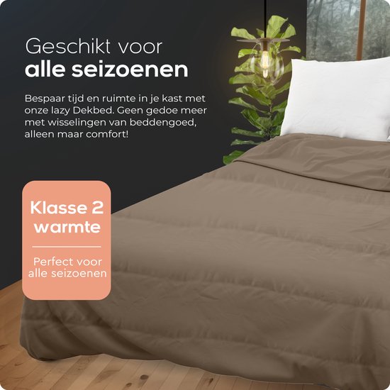 Sleeptime 2 in 1 Dekbed - Dekbed zonder Overtrek Inclusief Kussenslopen - 200x200 - Taupe
