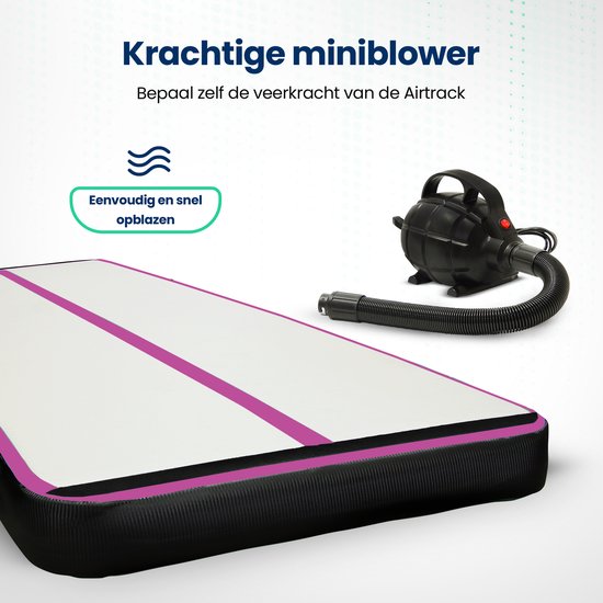 Flipflex Airtrack - Turnmat - 4 Meter - 20cm Dik - Gymnastiekmat - Inclusief 600W Miniblower - Met Luxe Draagtas - Turnen